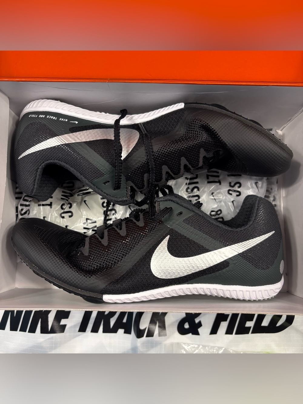 Nike Zoom Rival Sprint Track Spike Shoes Black White Unisex Men 8 /Women 9.5